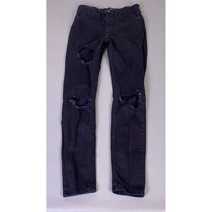 Topshop Moto Jamie Jeans Women's Size 28x32 Black High Rise Skinny Distressed